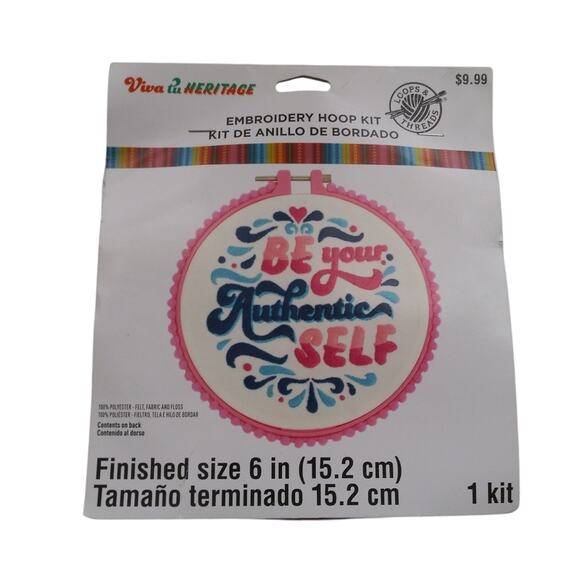 Viva Tu Heritage Authentic Self Embroidery Hoop Kit by Loops & Threads  6" - Picture 1 of 7